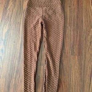 Kids Brown Textured Leggings